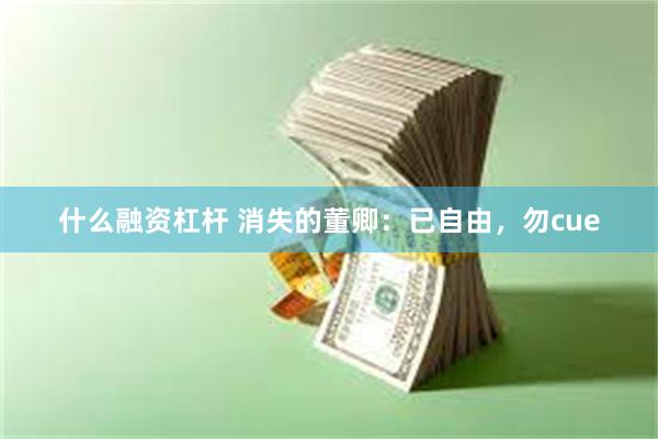 什么融资杠杆 消失的董卿：已自由，勿cue