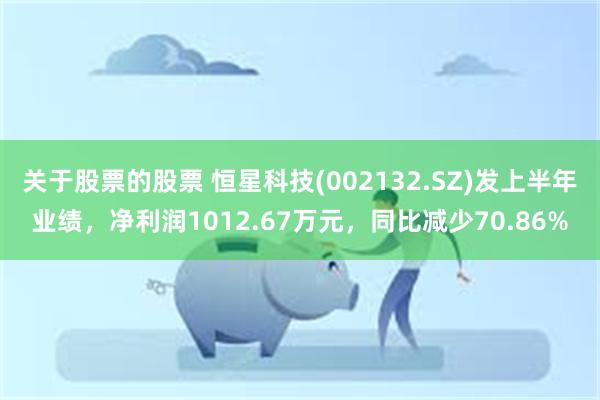 关于股票的股票 恒星科技(002132.SZ)发上半年业绩，净利润1012.67万元，同比减少70.86%