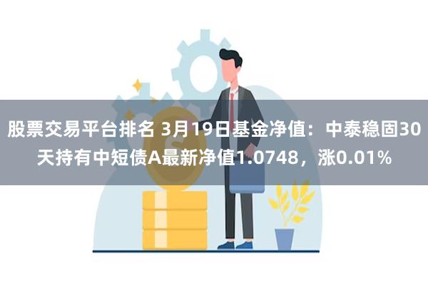 股票交易平台排名 3月19日基金净值：中泰稳固30天持有中短债A最新净值1.0748，涨0.01%